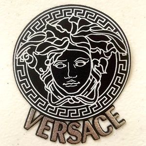 VERSACE, iron on patches , black and silver , For decorative only.